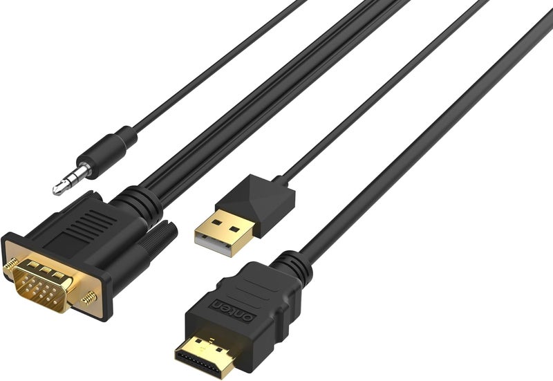 HDMI to VGA Cable. HDMI Male to VGA Male Converter with 3.5mm Audio Jack for TV Stick, Raspberry Pi, Laptop, Monitor, PC, Tablet, Digital Camera, Etc (5 m)